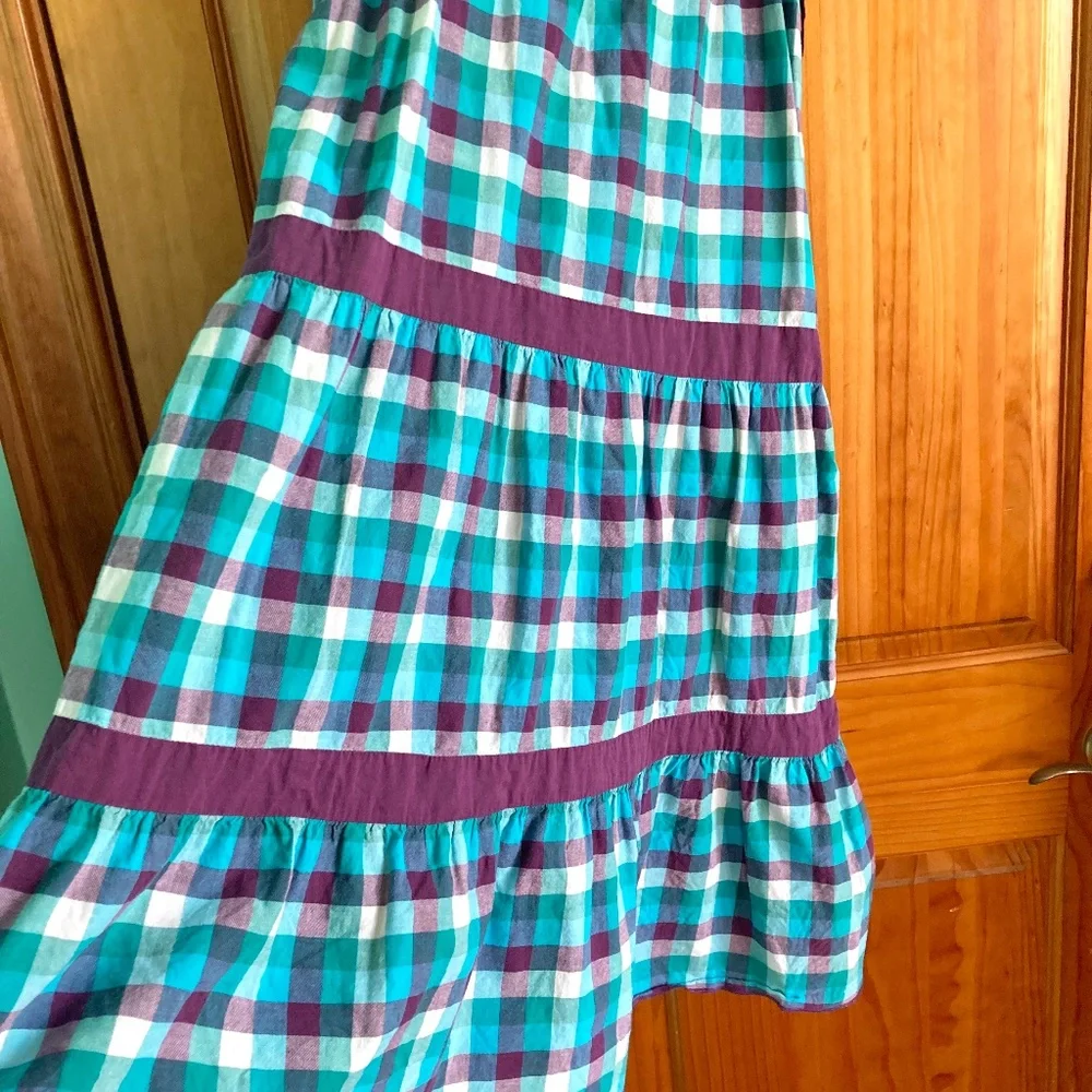 Girl’s size medium Kandy Kiss purple and turquoise checked sleeveless dress